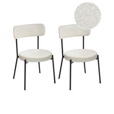 Set of 2 Dining Chairs ALLISON Boucle White