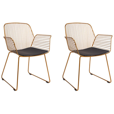 Set of 2 Dining Chairs APPLETON Metal Gold