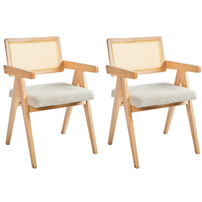 Set of 2 Dining Chairs AVA Wood Light Brown