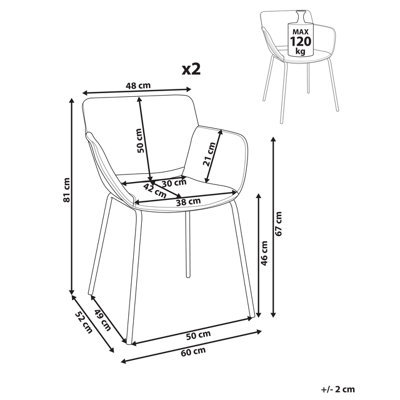 Set of 2 Dining Chairs AXTEL Light Grey