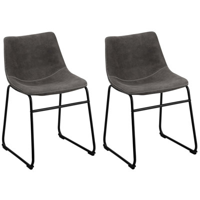 Set of 2 Dining Chairs BATAVIA Dark Grey