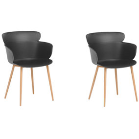 Set of 2 Dining Chairs Black SUMKLEY