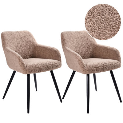 Set of 2 Dining Chairs CASMALIA Boucle Taupe