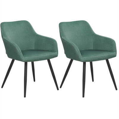 Set of 2 Dining Chairs CASMALIA Velvet Dark Green