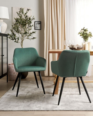 Set of 2 Dining Chairs CASMALIA Velvet Dark Green
