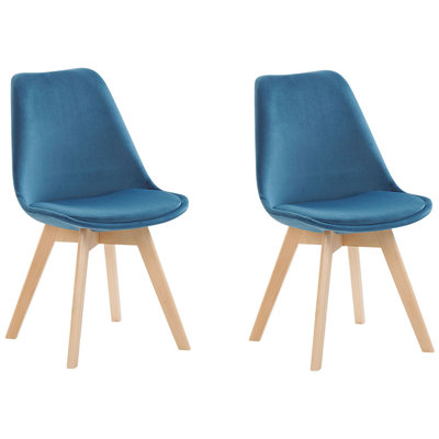 Set of 2 Dining Chairs DAKOTA II Velvet Blue