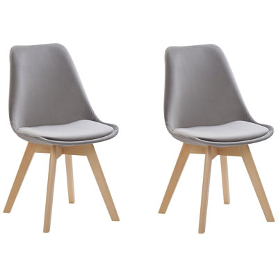 Set of 2 Dining Chairs DAKOTA II Velvet Grey