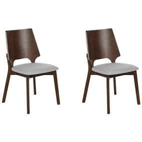 Set of 2 Dining Chairs Dark Wood and Grey ABEE