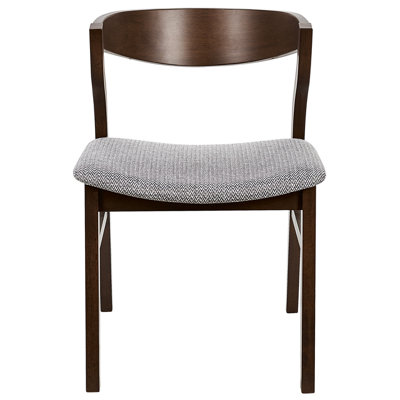 Set of 2 Dining Chairs Dark Wood and Grey MAROA