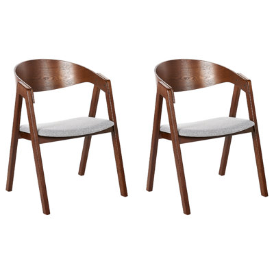 Set of 2 Dining Chairs Dark Wood and Grey YUBA | DIY at B&Q