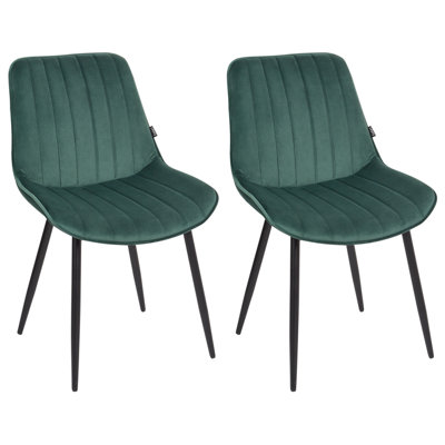 Set of 2 Dining Chairs DUBROVNIK Velvet Emerald Green