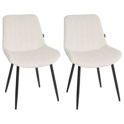 Set of 2 Dining Chairs DUBROVNIK Velvet Light Beige