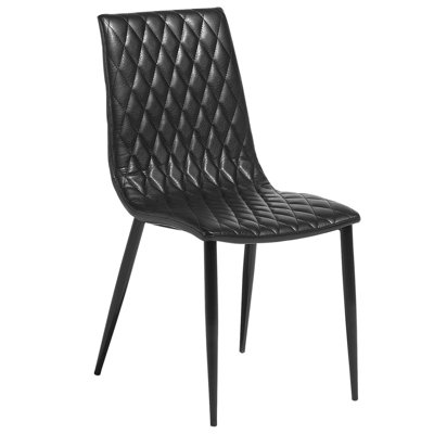 Set of 2 Dining Chairs Faux Leather Black MONTANA
