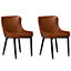 Set of 2 Dining Chairs Faux Leather Brown SOLANO