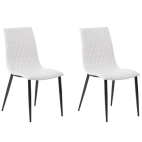 Set of 2 Dining Chairs Faux Leather Cream MONTANA