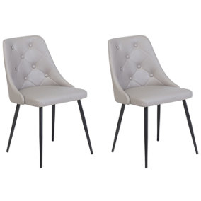 Set of 2 Dining Chairs Faux Leather Grey VALERIE