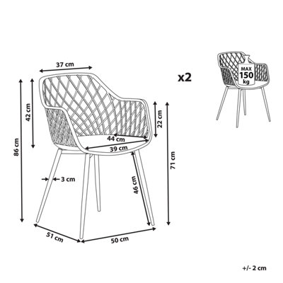 Set of 2 Dining Chairs Grey NASHUA