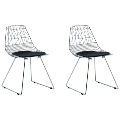 Set of 2 Dining Chairs HARLAN Metal Silver