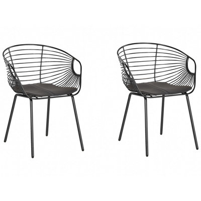 Set of 2 Dining Chairs HOBACK Metal Black