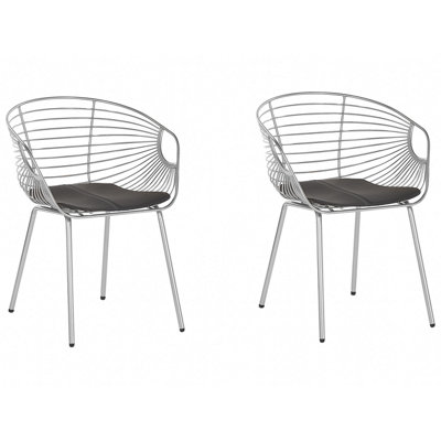 Set of 2 Dining Chairs HOBACK Metal Silver