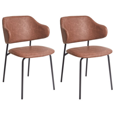 Set of 2 Dining Chairs KENAI Faux Leather Brown