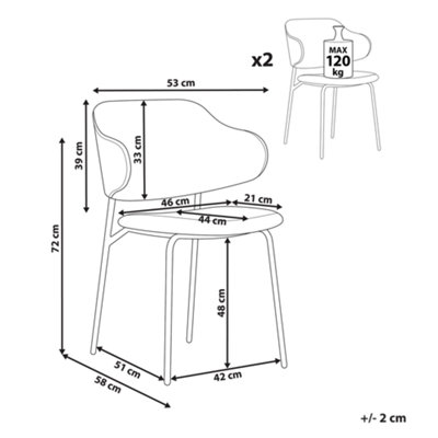 Set of 2 Dining Chairs KENAI Orange