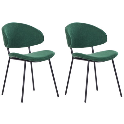 Set of 2 Dining Chairs KIANA Dark Green