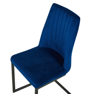 Set of 2 Dining Chairs LAVONIA Velvet Navy Blue
