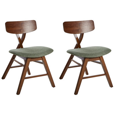 Set of 2 Dining Chairs LELAND Wood Dark Brown