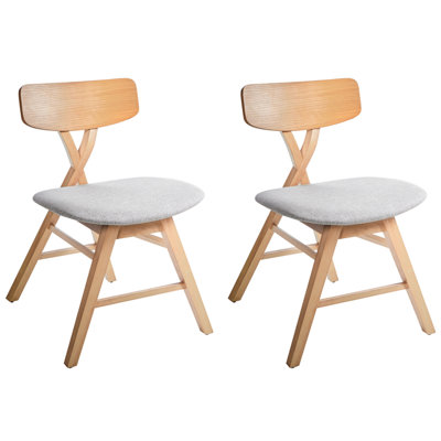 Set of 2 Dining Chairs LELAND Wood Light Brown