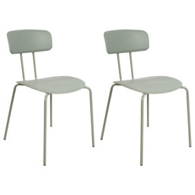 Set of 2 Dining Chairs Light Green SIBLEY