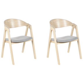 Set of 2 Dining Chairs Light Wood and Grey YUBA