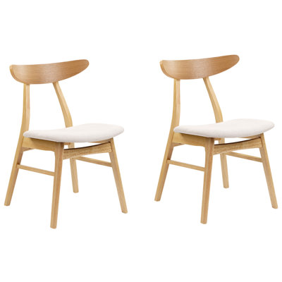 Set of 2 Dining Chairs LYNN Wood Light Beige