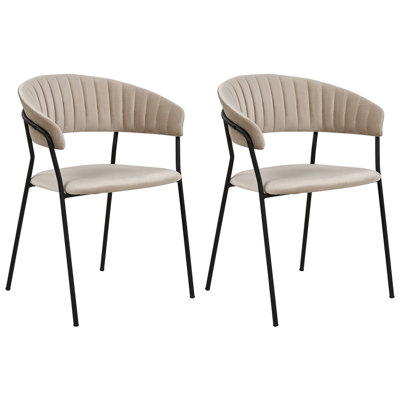 Set of 2 Dining Chairs MARIPOSA Velvet Taupe