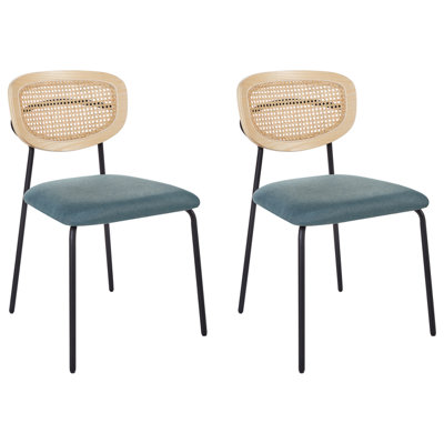 Set of 2 Dining Chairs MAYETTA Rattan Teal