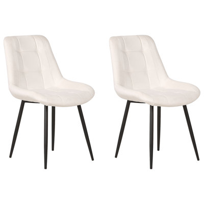 Set of 2 Dining Chairs MELROSE Velvet Off-White