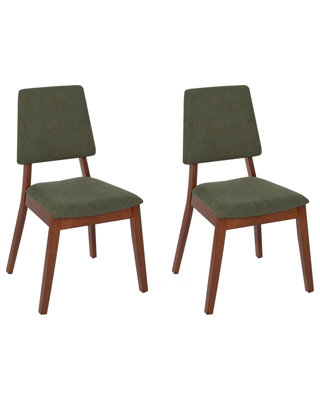 Set of 2 Dining Chairs MERRILL Wood Dark Green