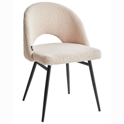 Set of 2 Dining Chairs ONAGA Boucle Beige