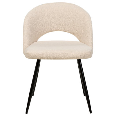 Set of 2 Dining Chairs ONAGA Boucle Beige