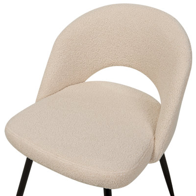 Set of 2 Dining Chairs ONAGA Boucle Beige