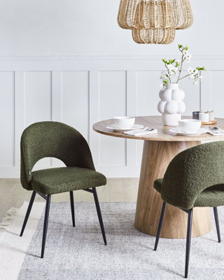 Set of 2 Dining Chairs ONAGA Boucle Dark Green