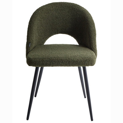 Set of 2 Dining Chairs ONAGA Boucle Dark Green