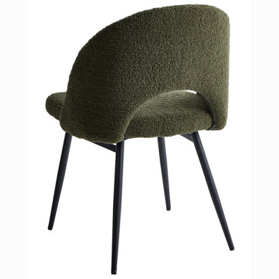 Set of 2 Dining Chairs ONAGA Boucle Dark Green