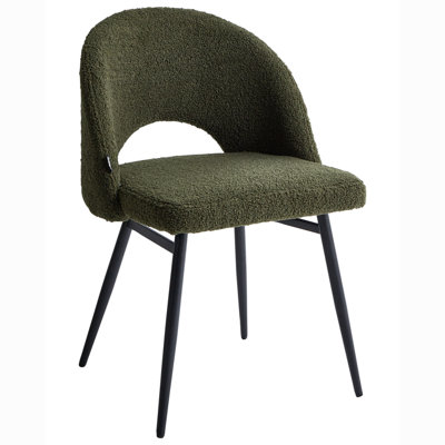 Set of 2 Dining Chairs ONAGA Boucle Dark Green
