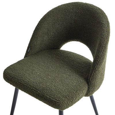 Set of 2 Dining Chairs ONAGA Boucle Dark Green