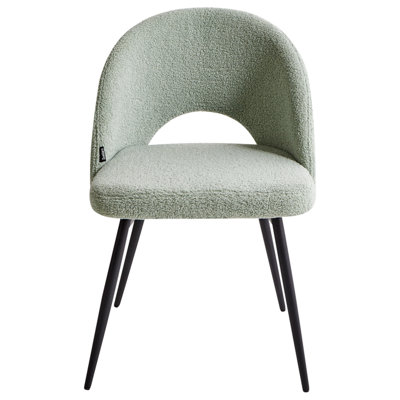 Set of 2 Dining Chairs ONAGA Boucle Light Green