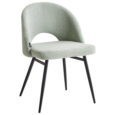 Set of 2 Dining Chairs ONAGA Boucle Light Green