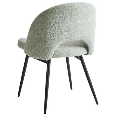 Set of 2 Dining Chairs ONAGA Boucle Light Green