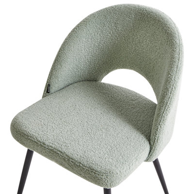 Set of 2 Dining Chairs ONAGA Boucle Light Green
