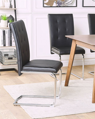 Set of 2 Dining Chairs ROVARD Faux Leather Black